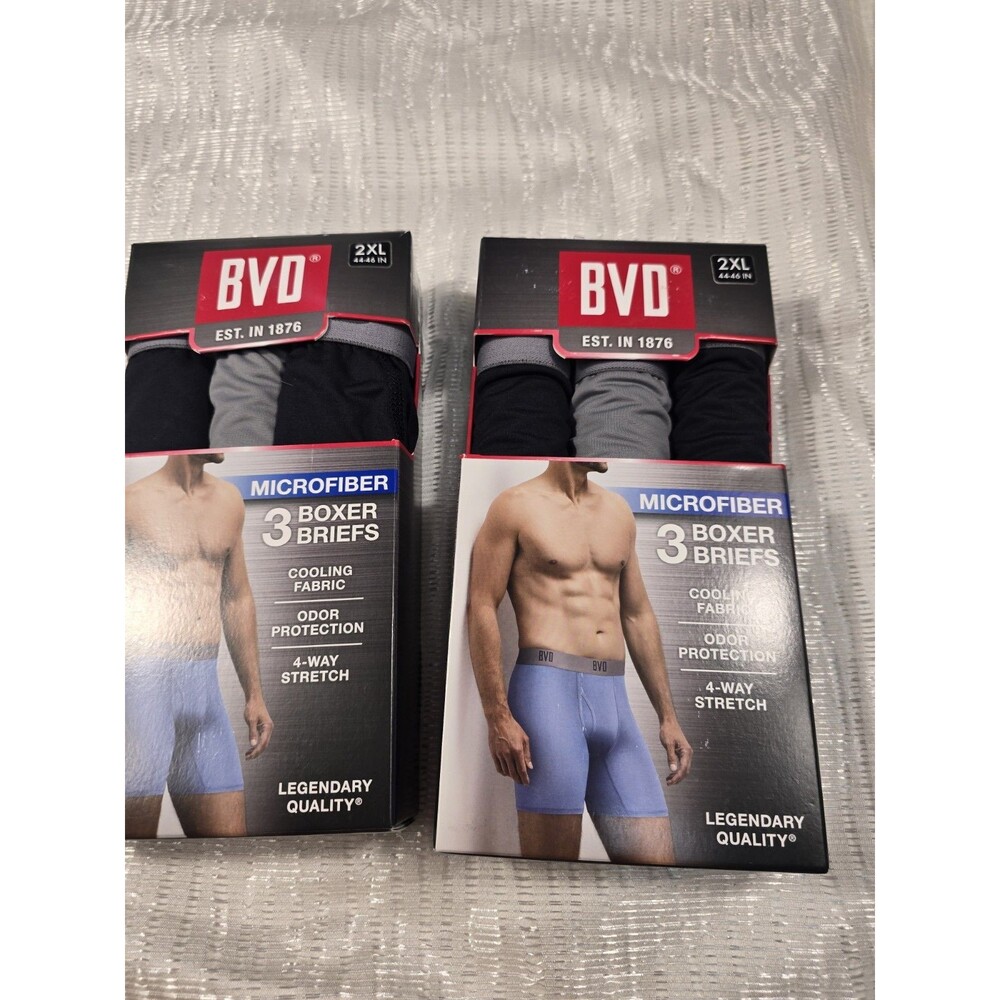 BVD® Men's Microfiber Boxer Briefs, Assorted 3 Pack 2XL